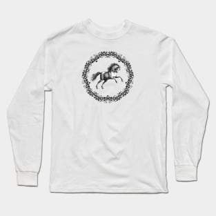 Christmas Wreath with Horse Long Sleeve T-Shirt